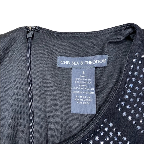 CHELSEA & Theodore Black Rhinestone Sheath Dress - Small - Picture 8 of 8